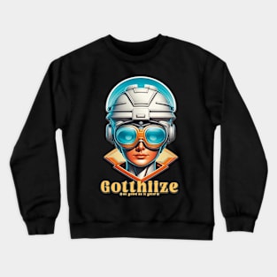 A vintage astronaut with high-technology eye gear Crewneck Sweatshirt